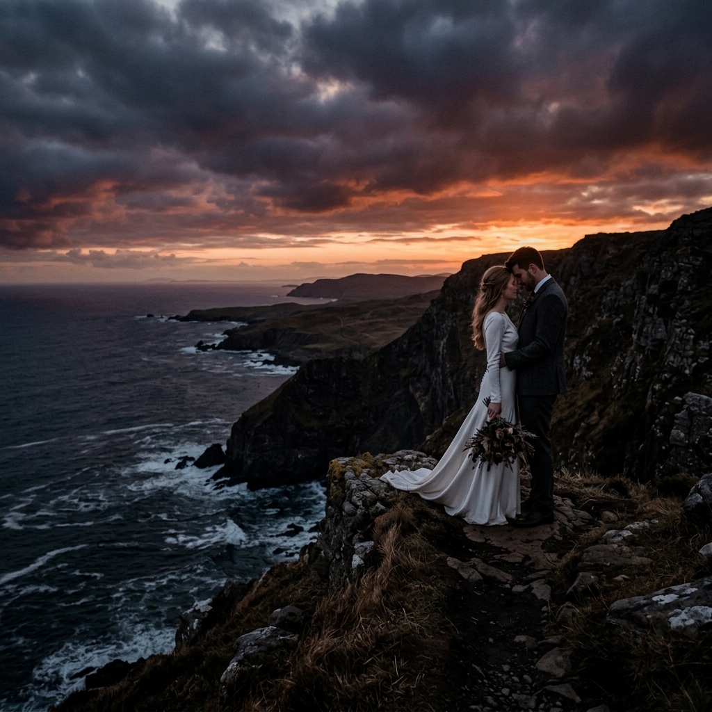 Wedding Couple on Cliffside